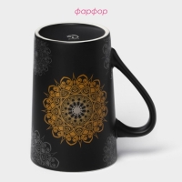 Кружка фарфоровая Доляна &laquo;Мандала&raquo;, 380 мл, золотой узор