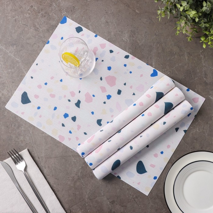 Салфетки сервировочные на стол Доляна &laquo;Мармелад&raquo;, 4 шт, 45&times;30 см, цвет белый