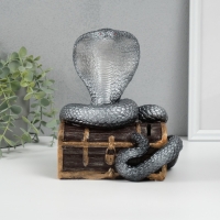 Новогодняя копилка "Кобра на сундуке "  20 х 17 х 12 см, серебристый