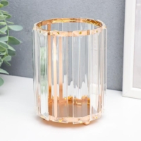 Подсвечник металл на 1 свечу "Кристаллы" круг золото 13х10х10 см