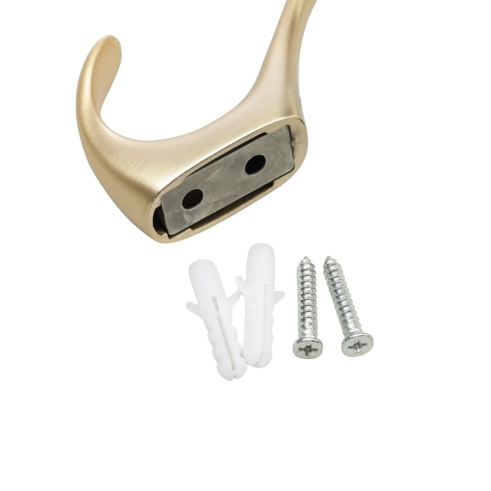 Крючок мебельный CAPPIO HEEL, двухрожковый, сатиновое золото