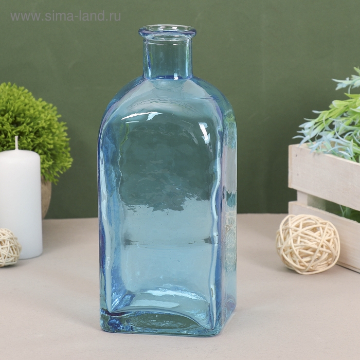 Ваза "Цитадель Штоф" голуб. прозр. d=2.5см, H=22см. V=1.1л