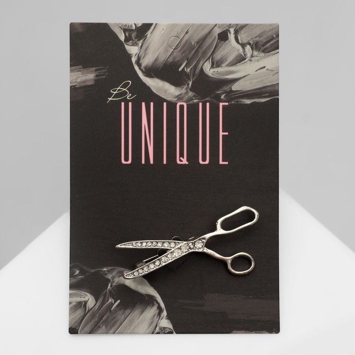 Брошь &laquo;Ножницы&raquo;, цвет белый в серебре