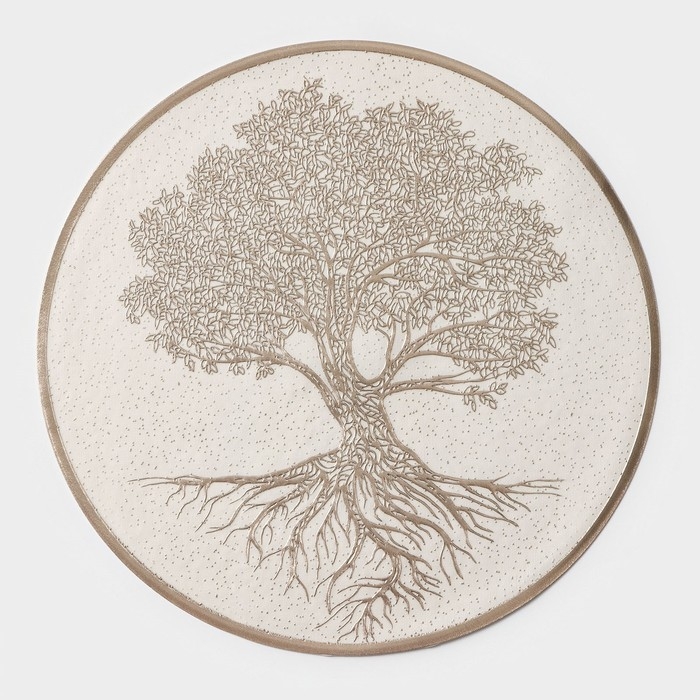 Салфетки сервировочные на стол Доляна &laquo;Древо&raquo;, 2 шт, d=38 см, цвет бежевый