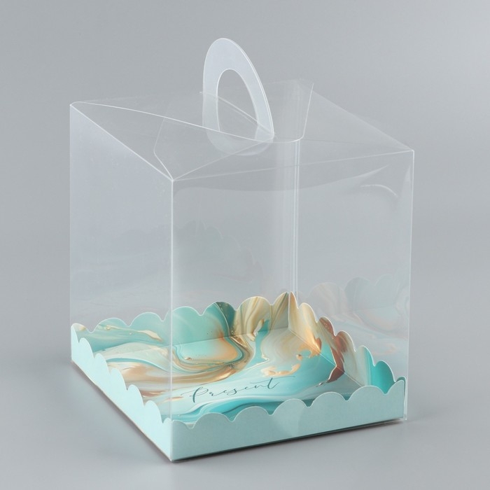 Коробка кондитерская, сундук, упаковка, &laquo;Бирюза&raquo;, 16 х 16 х 18 см