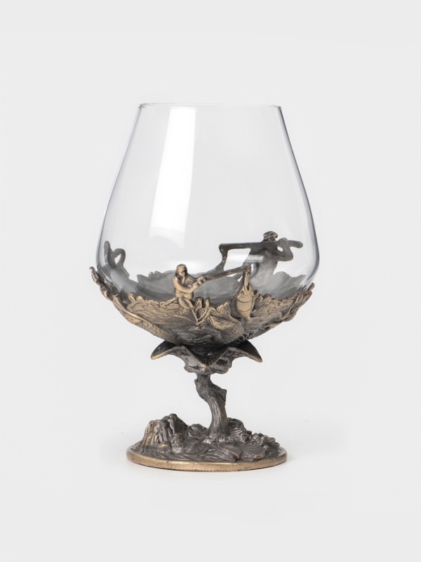 Бокал для коньяка 550 мл "Рыбалка", подарочный, бронза