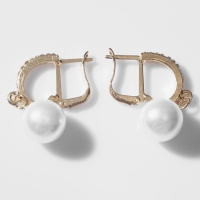 Серьги с жемчугом &laquo;Грейс&raquo; две бусины, цвет белый в золоте, шар №20