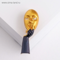 Брошь &laquo;Маска&raquo; личности, цвет чёрный в матовом золоте