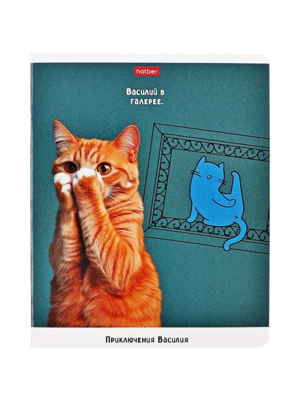 Тетрадь 48л кл на скобе "Приключения Василия", скругл углы, обл мел бум, 45 МИКС