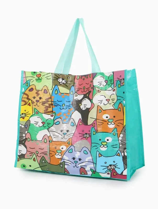 Сумка хоз Котики, 45*20*37, отдел без молнии, зеленый