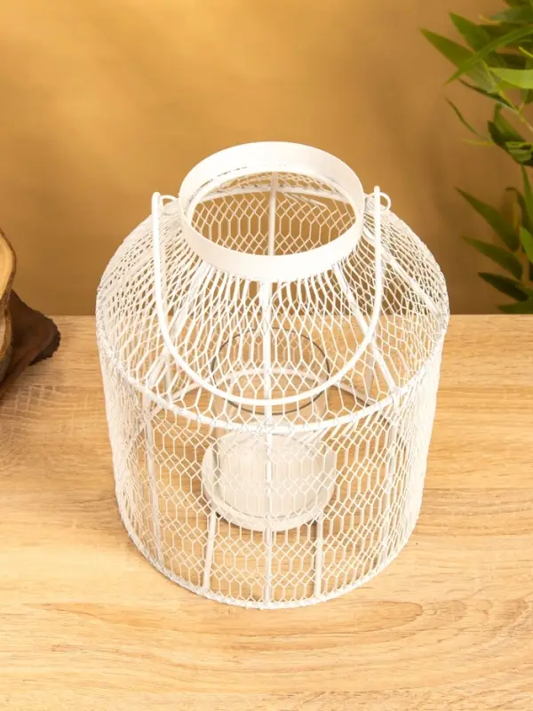 Подсвечник фонарь со стеклянной колбой 20,5х20,5х25 см, d 9 см, металл, цв. белый