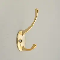 Крючок мебельный ТУНДРА TKd=002 LIGHT, двухрожковый, золото