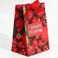 Пакет подарочный с лентой &laquo;С Новым годом&raquo;, 13 х 19 х 9 см