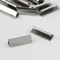 Наконечник-зажим для стропы, 6.5&times;20 мм, 10 шт., цвет серебряный