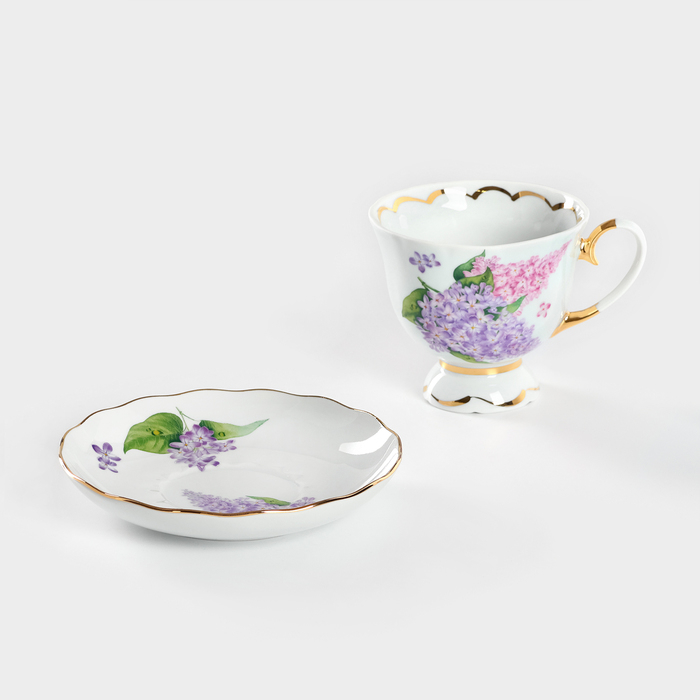 Чайная пара &laquo;Сирень&raquo;, 300 мл, блюдце d=15 см