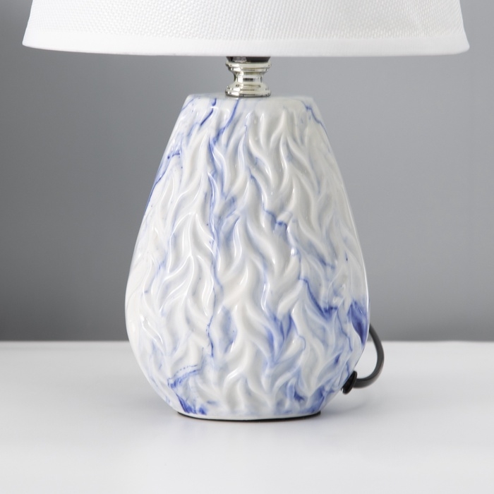 Настольная лампа с абажуром RISALUX &laquo;Андрес&raquo;, Е14, 40 Вт, бело-синий, 20&times;20&times;31.5 см