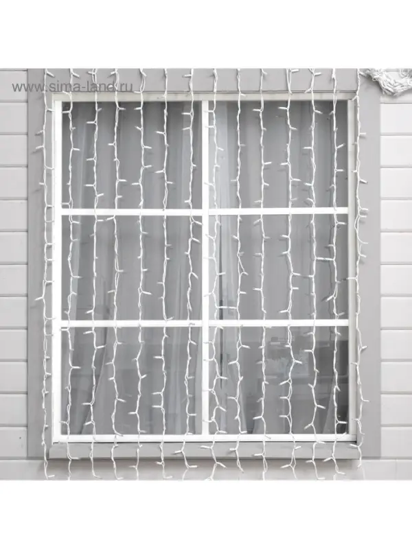 Гирлянда &laquo;Занавес&raquo; 2 &times; 3 м, IP65, УМС, белая нить каучук, 600 LED, свечение белое, 220 В