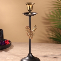 Подсвечник на 1 свечу " Золотой гребешок" латунь, черный с золотом 6х6х21,5  см