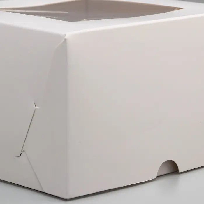 Коробка для 4 капкейка с окном, белая, 16&times;16&times;10 см