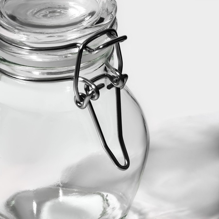 Банка для хранения сыпучих Доляна &laquo;Овал&raquo;, 100 мл, 5.5&times;9 см, с бугельным замком, стекло