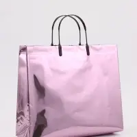 Пакет подарочный ПВХ, голография, розовый, пластиковая ручка, 32&times;28&times;11 см