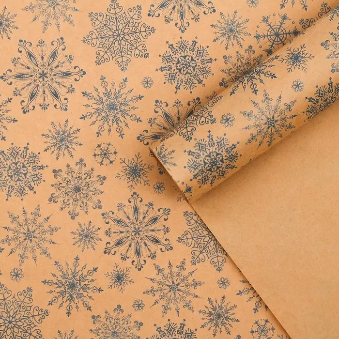 Бумага упаковочная крафтовая &laquo;Снежинки&raquo;, 50 х 70 см