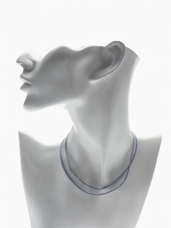 Шнурок гайтан 60 см d=2 мм, цвет серебряный, винтовой замок серебро