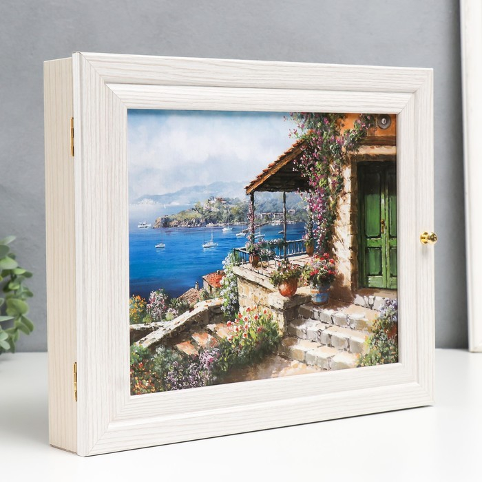 Ключница "Дом у моря" молочный дуб 26х31 см МИКС