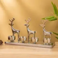 Подсвечник на 4 свечи "Трио оленей" алюминий 30х9х15 см
