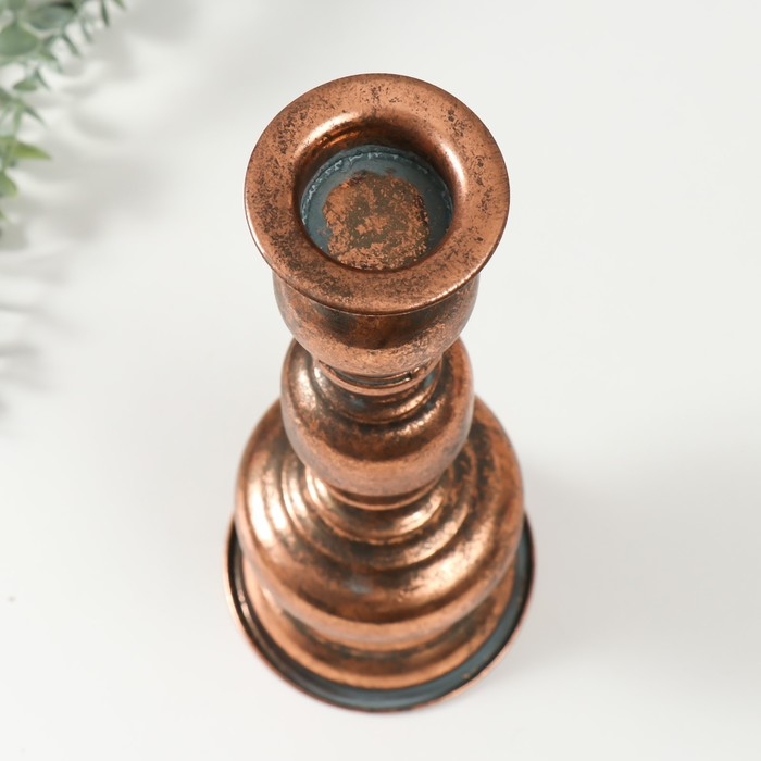 Подсвечник металл на 1 свечу "Эрмете" состаренная бронза 13,5х13,5х36,5 см