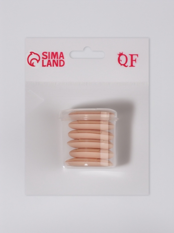 Набор спонжей д/макияжа с держат (наб 6шт цена за наб) 3,9*3,1*0,5см пласт футляр QF