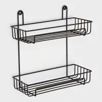 Полка для ванной прямоугольная, 2-х ярусная, 29*12,5*30 см, цвет черный