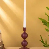 Подсвечник на 1 свечу текстурный "Баклажановый" с 2 сферами 8,5х8,5х18 см