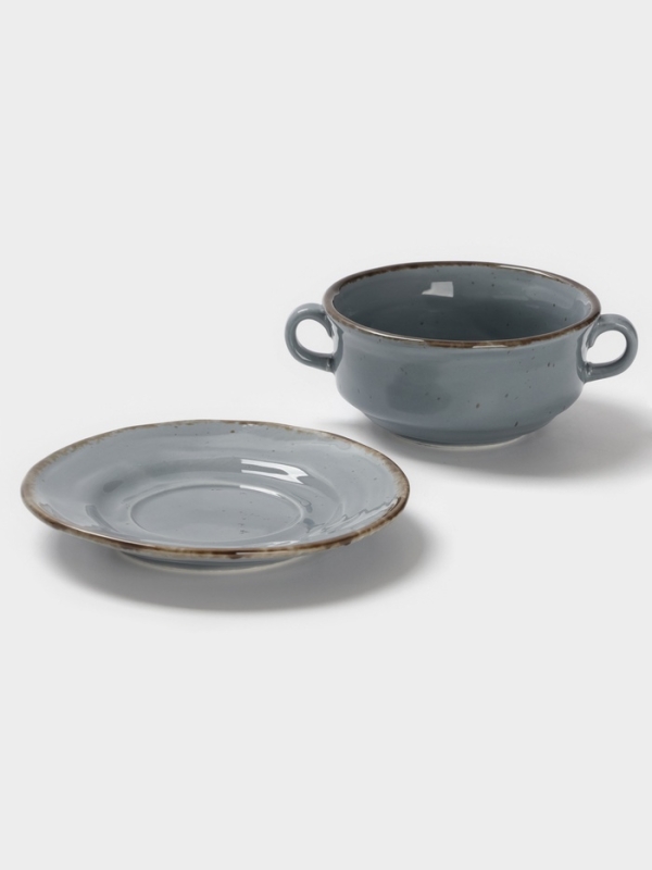 Бульонница Magistro "Alpine Frost" 250 мл 14,6х14,6х7,2 цвет синий с блюдцем