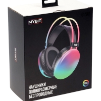 Наушники полноразмерные Mybit W-33, RGB подсветка, BT5.3, 800 мАч, Type-C, белые
