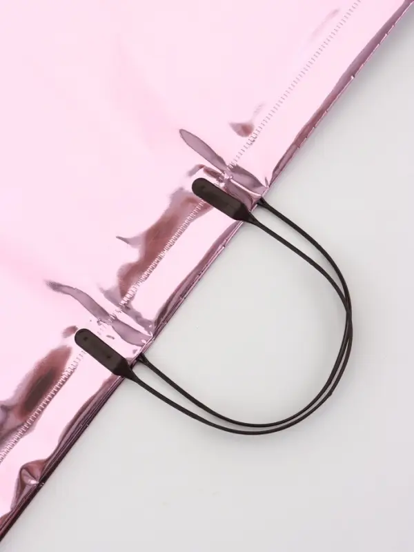 Пакет подарочный ПВХ, голография, розовый, пластиковая ручка, 50&times;42&times;12 см