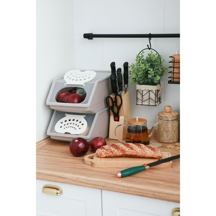 Контейнер для овощей Доляна, 7,6 л, 32,3&times;22&times;14,8 см, цвет серый