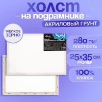 Холст на подрамнике 1,6х25х35 см, хлопок 100%, акриловый грунт, мелкозернистый, 280г/м&sup2;