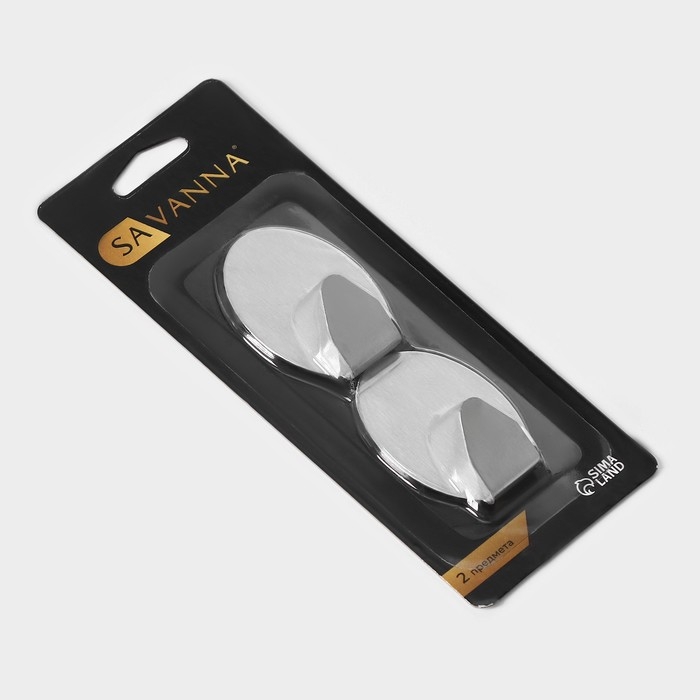 Крючки самоклеящиеся SAVANNA &laquo;Овал&raquo;, 2 шт, металл, 5&times;3,3&times;2 см