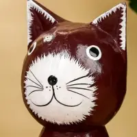 Сувенир "Кот с табличкой WELCOME" дерево 10х7х16 см, цв. бело-коричневый