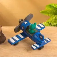 Сувенир интерьерный "Лягушка на самолёте" 15х13х8 см, дерево