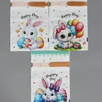 Пакет  полиэтиленовый подарочный "Заяц с цветами", с завязками, 15х23&plusmn;1 см