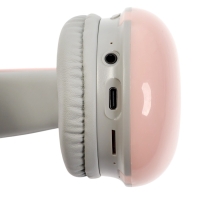 Наушники полноразмерные Mybit W-33, RGB подсветка, BT5.3, 800 мАч, Type-C, розовые