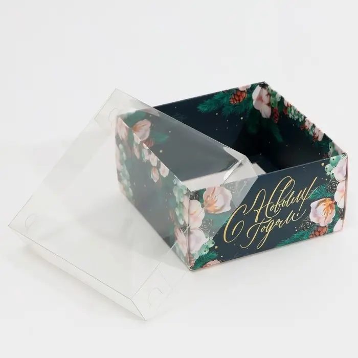 Коробка для кондитерских изделий с пластиковой крышкой &laquo;Хлопок&raquo;, 12 х 6 х 11.5 см