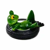 Садовая фигура 14 х 13 х 9,5 см "Лягушка в шине" Водоплавающая