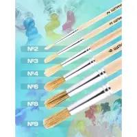 Кисть для рисования, Щетина круглая № 2 (диаметр обоймы 2 мм; длина волоса 12 мм), деревянная ручка, Calligrata