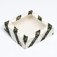 Коробка подарочная новогодняя складная с окном &laquo;Снежинка&raquo;, 15&times;15&times;4 см