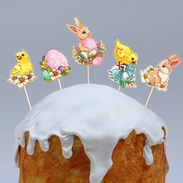 Набор для украшения кулича &laquo;Счастья в доме&raquo; на пасху, 5 х 3,9 см