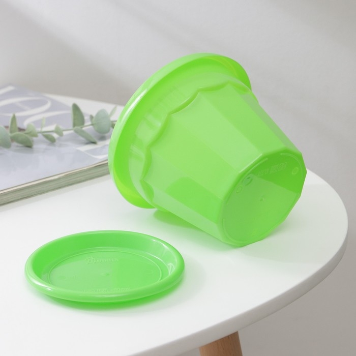 Горшок для цветов с поддоном Доляна &laquo;Эрика&raquo;, 0,7 л, цвет зелёный