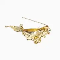 Брошь "Птичка" экзотическая, цветная в золоте